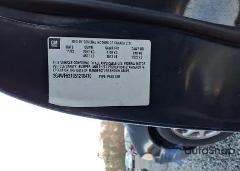 2003 Buick Regal Gs z USA, uszkodzony, nr VIN 2G4WF521031210470